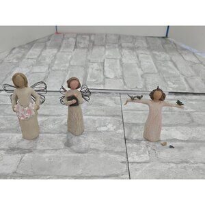 Lot of 3 Demdaco Willow Tree Angel Of Spring Angel of Learning, Happiness Broken